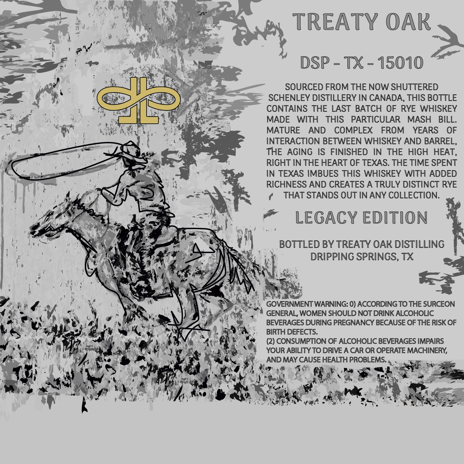 whiskey label for TREATY OAK DSP